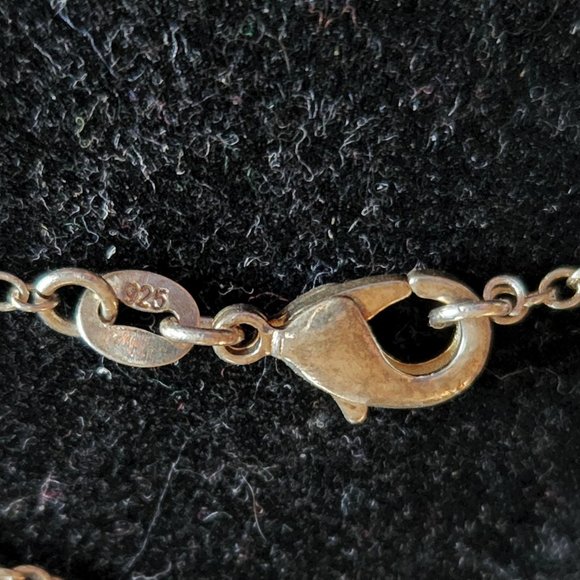 Vintage Sterling Silver Necklace with Scroll Heart pendant.  Hollow 6.3g 16" - Picture 5 of 5